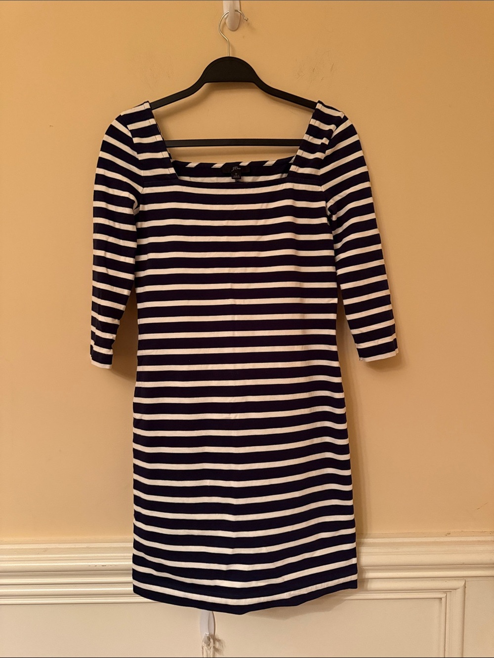J. Crew Navy‎ and White Striped Long Sleeve Dress